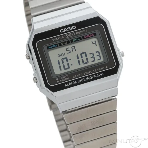 Ceas electronic Casio Collection A-700WE-1A, carcasa plastic, bratara otel inoxidabil