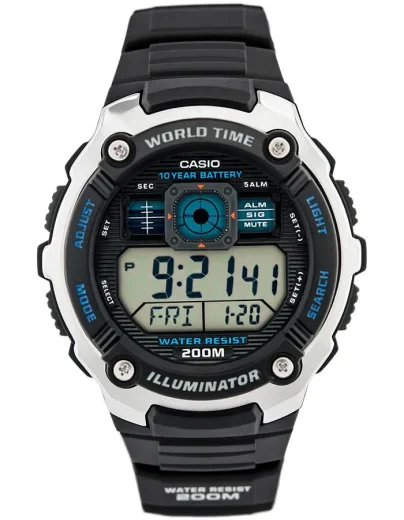 Ceas electronic Casio Collection AE-2000W-1A, carcasa plastic, bratara cauciuc