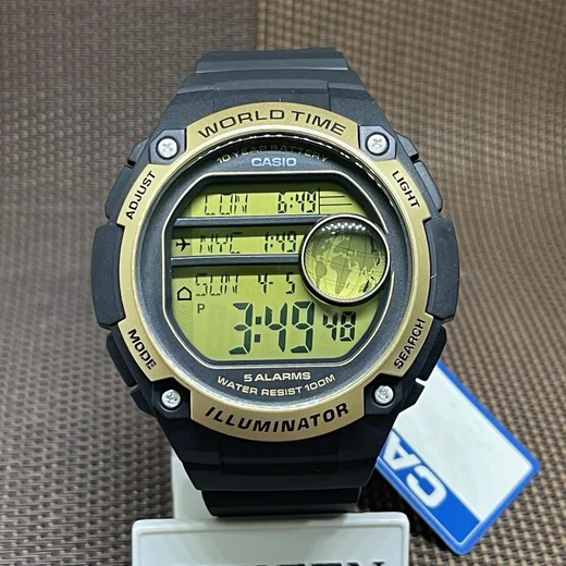 Ceas electronic Casio Collection AE-3000W-9A, carcasa plastic, bratara plastic
