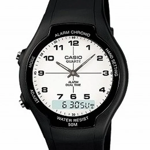 Ceas quartz Casio Chrono AW-90H-7B, carcasa plastic, bratara cauciuc
