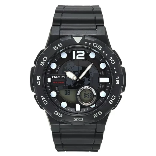 Ceas quartz Casio Collection AEQ-100W-1A, carcasa plastic, bratara plastic