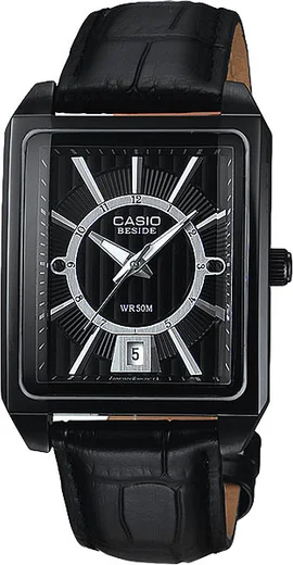Ceas quartz Casio Collection BEM-120BL-1A, carcasa otel inoxidabil, bratara Naturalnaya piele