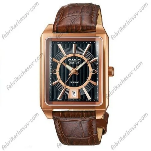 Ceas quartz Casio Collection BEM-120GL-1A, carcasa otel inoxidabil, bratara Naturalnaya piele