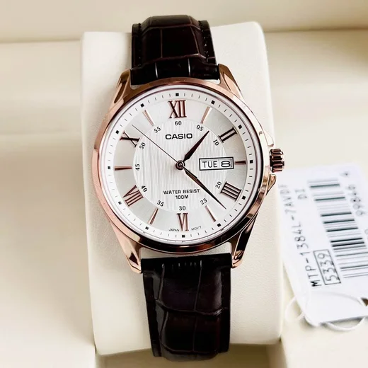 Ceas quartz Casio Collection MTP-1384L-7A, carcasa otel inoxidabil, bratara Naturalnaya piele