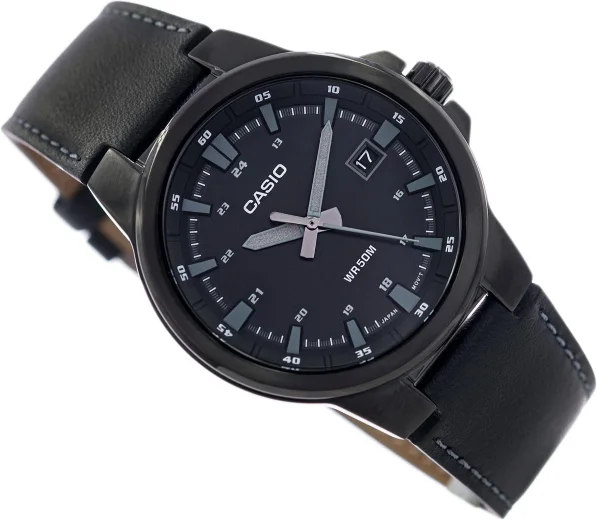 Ceas quartz Casio Collection MTP-E173BL-1A, carcasa otel inoxidabil, bratara Naturalnaya piele