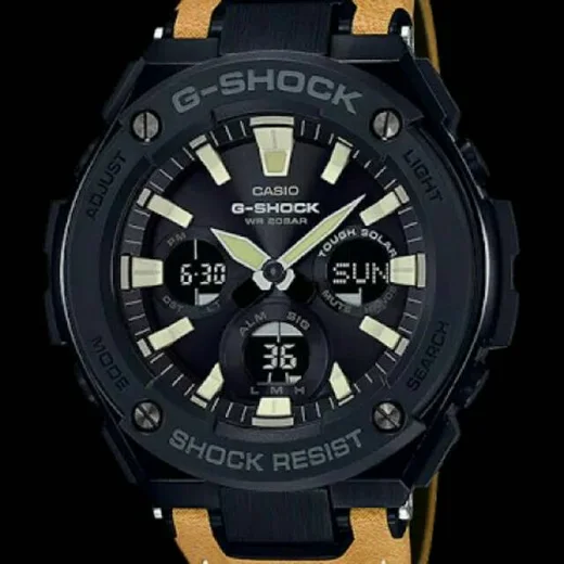Ceas quartz Casio G-Shock GST-W120L-1A /, carcasa cauciuc, bratara piele/Tekstil