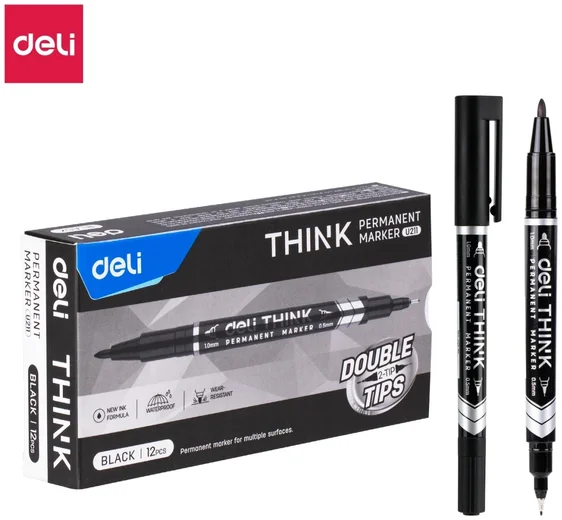 Marker permanent Deli 1. 0 mm, negru