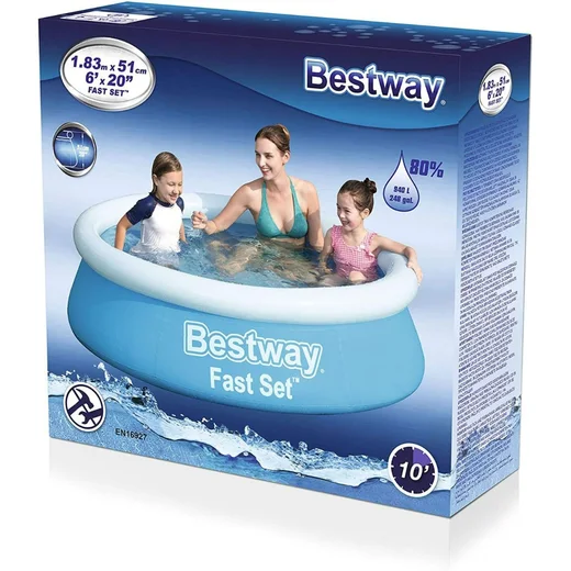 Piscina gonflabila Bestway 57392 Fast Set 183x183 cm 51 cm 940 9200079, 940 l